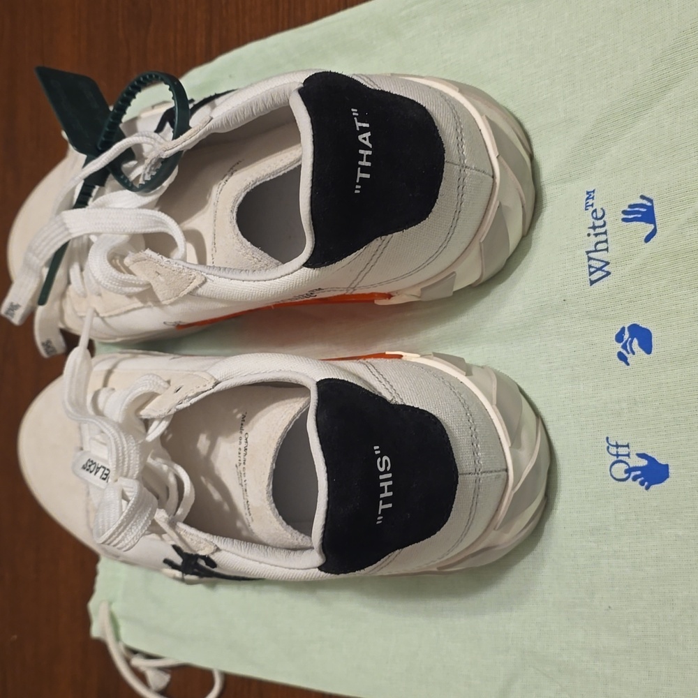 Off-White Cream and Black Sneakers with Orange Detail - Picture 6 of 7